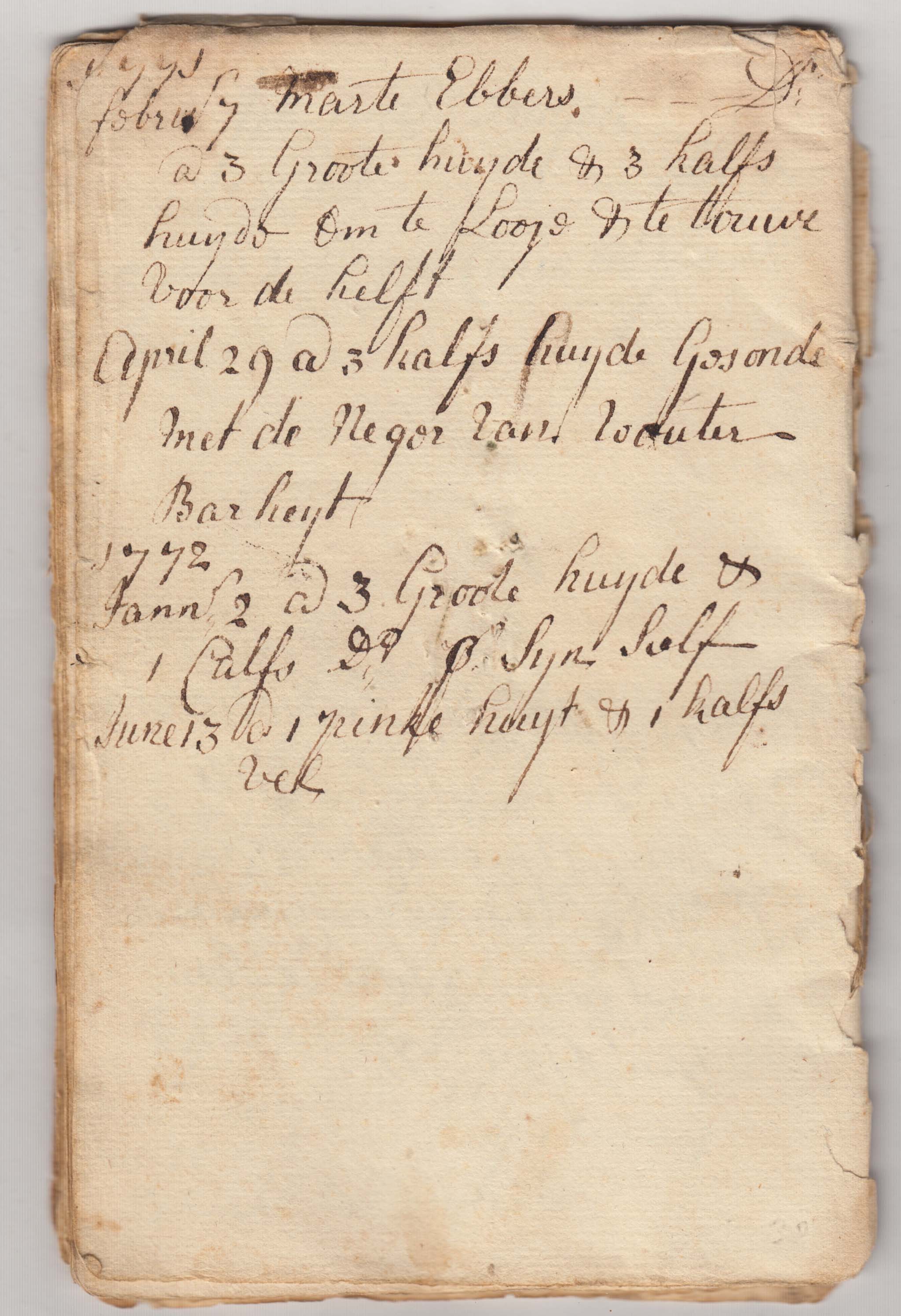 BH024 1769-1775, Account Book of Elizabeth Huyck, 30 Pages